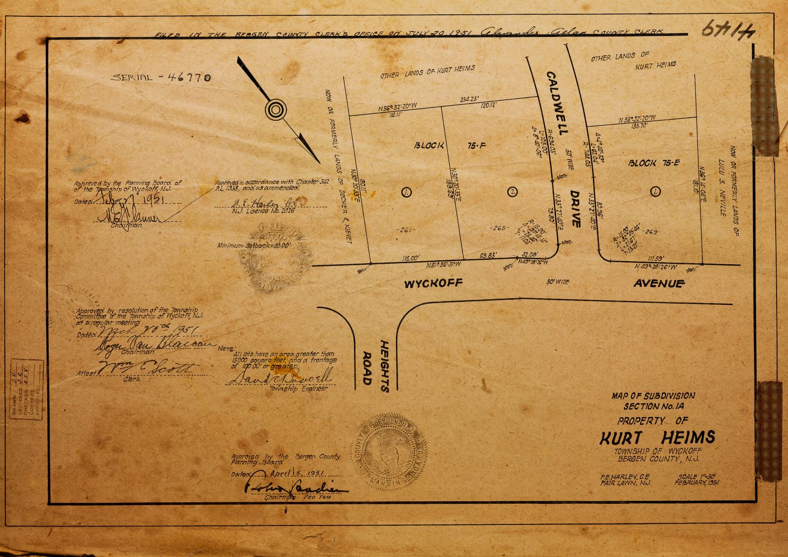 wyckoff map wyckoff ave and caldwell drive 1951(1)